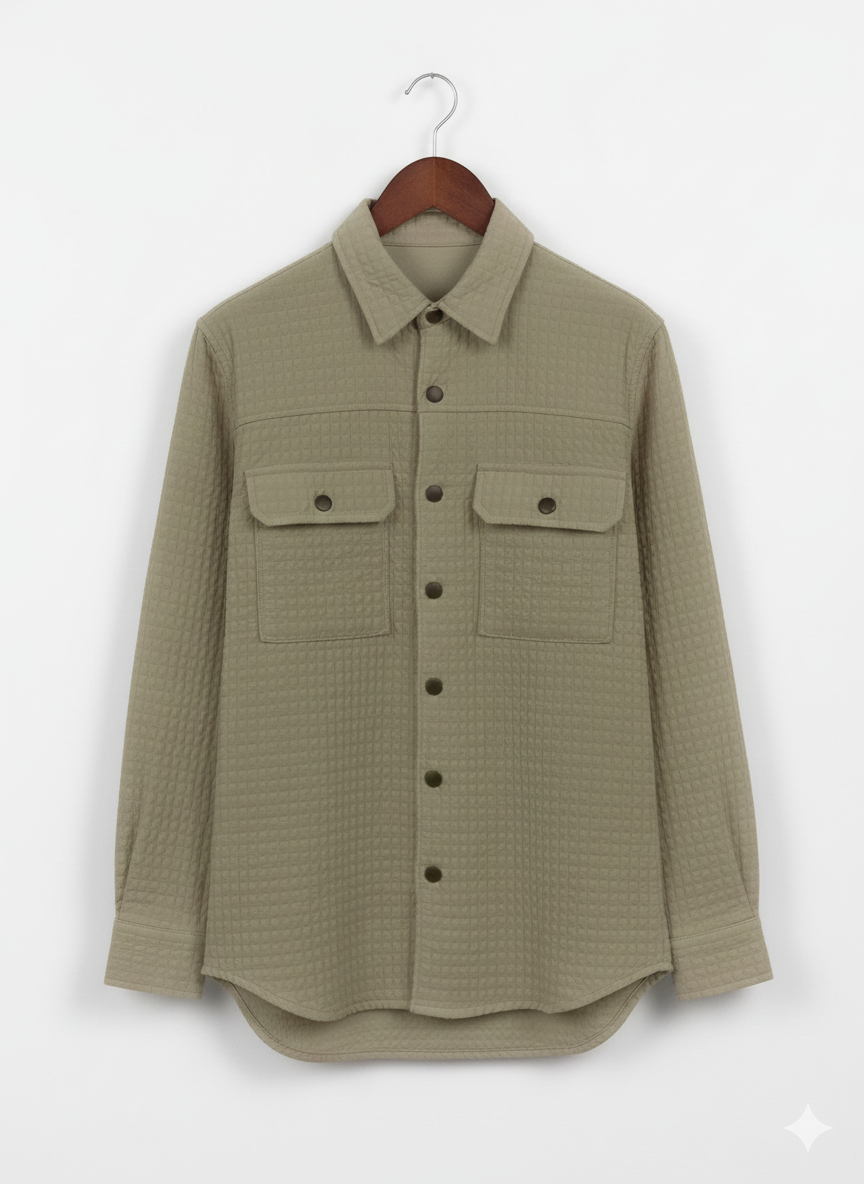 Beige Quilted Overshirt / Shacket