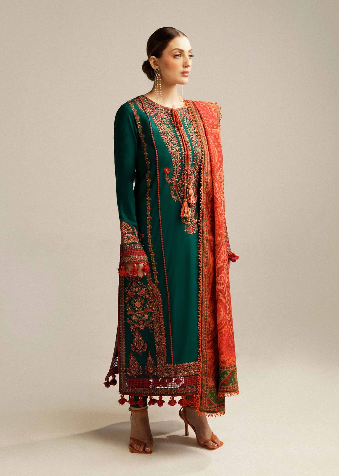 Hussain Rehar Premium Embroidered Khaddar/Marina Winter Suit (DF-230)