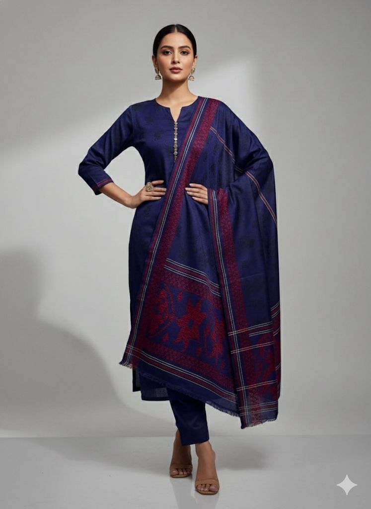 Premium 3-Piece Multani Khaadi Sussi Jacquard Suit with 🧣 Shawl