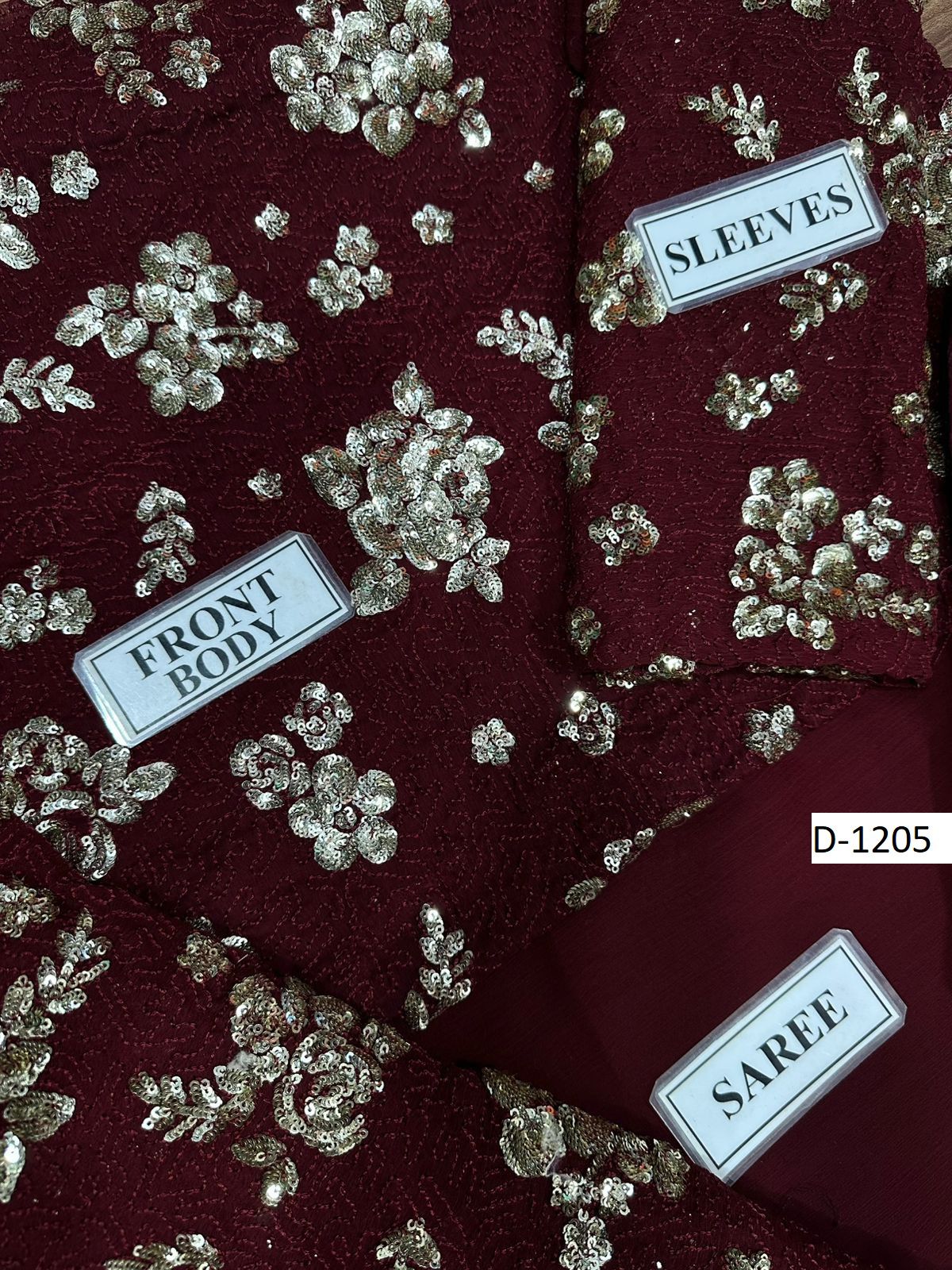 Jazmin Luxury Embroidered Chiffon Saree ,unstitch Replica.