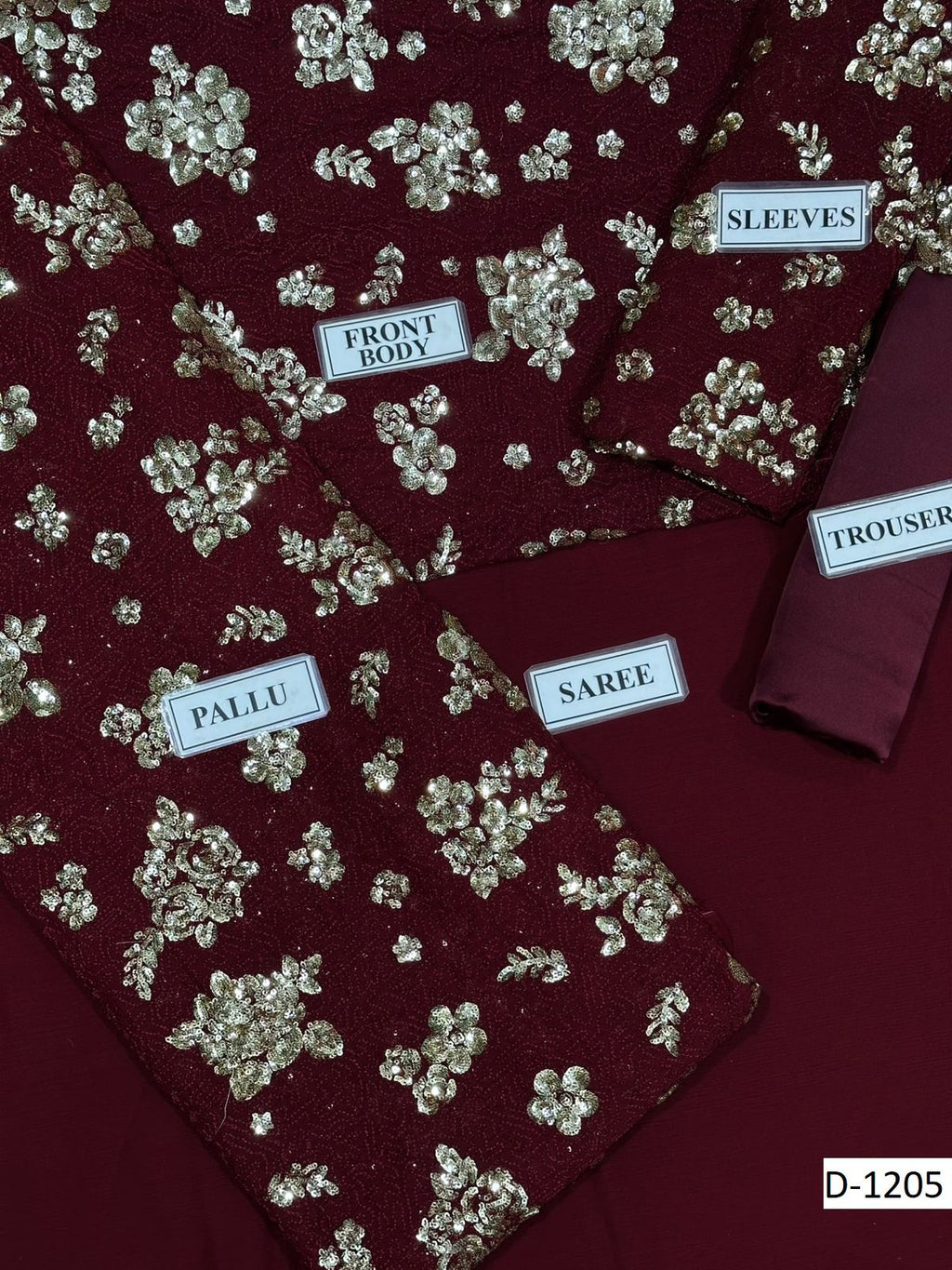 Jazmin Luxury Embroidered Chiffon Saree ,unstitch Replica.