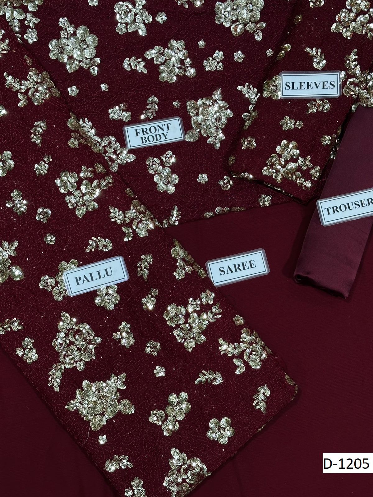 Jazmin Luxury Embroidered Chiffon Saree ,unstitch Replica.